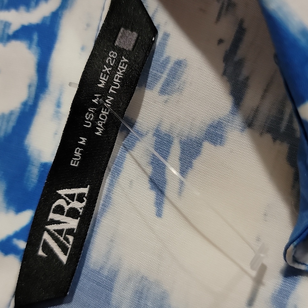 Zara floral Blue print shirt dress Size M NEW - Picture 11 of 11